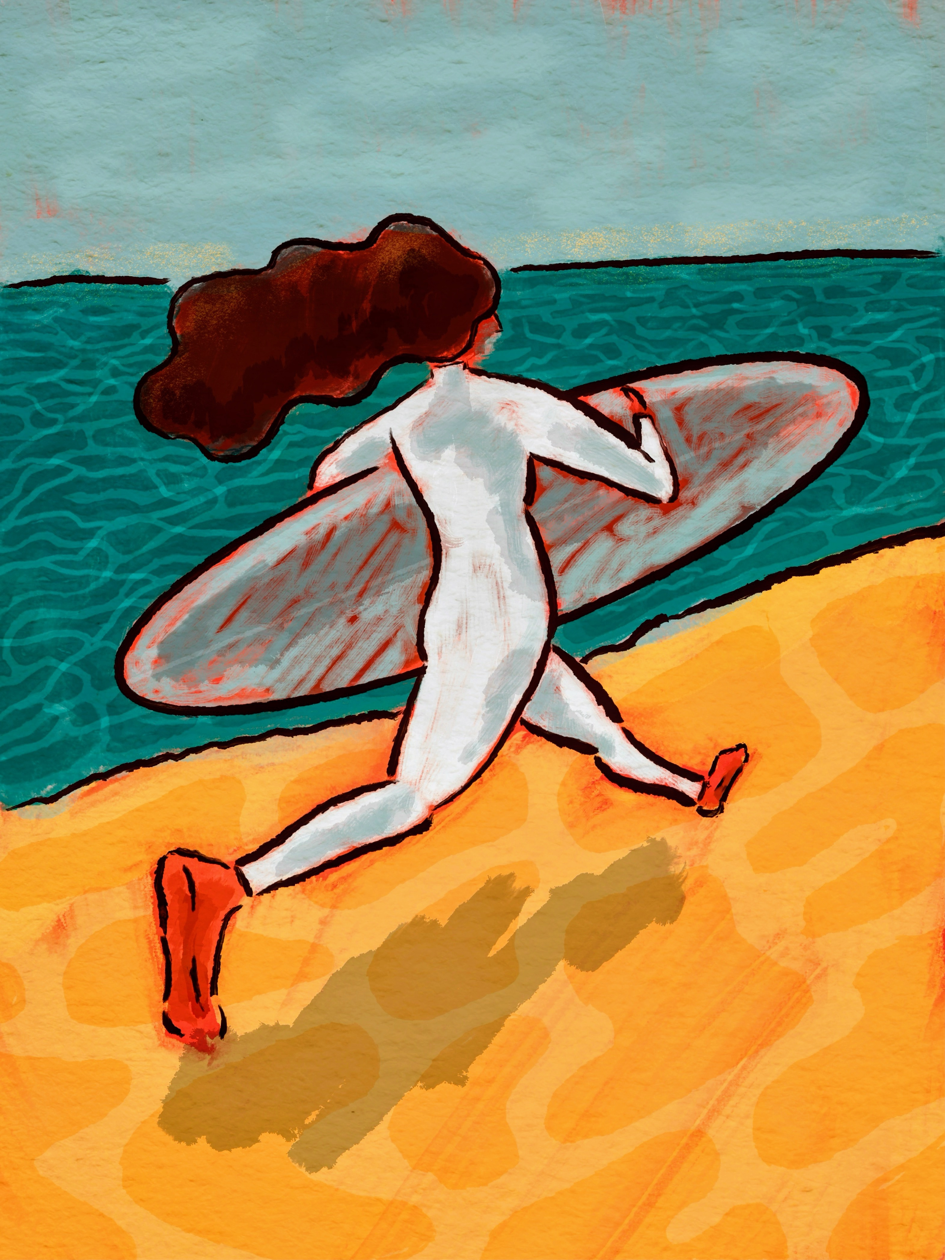 Espinho Surf Town - Digital Painting beach comic art comics digital art digital painting drawing graphic design hand drawing hand drawn human made illustration ocean painting portugal seaside surf surfboard surfer surfer girl surfing