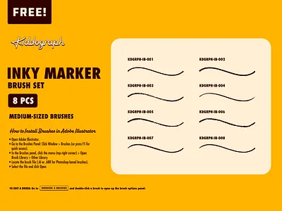 INKY MARKER Brush Set adobe illustrator brush pack brush strokes creative tools design assets digital illustration free brush set freebie graphic design resources grunge texture hand drawn illustrator brushes ink effect ink texture inky marker lettering brushes marker brush sketch brush typography tools vector brushes