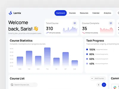 Lernix - Online Learning Platform Dashboard UI dashboard design dribbble e learning e learning platform education education app online courses web web design