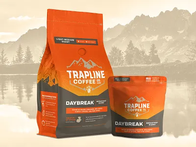 Trapline Coffee Co. Coffee Packaging animal branding coffee coffee bag coffee branding coffee logo coffee packaging mountain nature paw