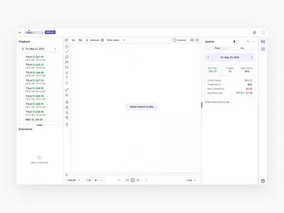 Trade Replay - Trading Journal web app. analysis b2b backtesting crypto dashboard enterprise finance futures money prototyping replay software stocks trade trade journal tradeview trading ui web app