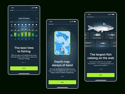 🐟 Application for fishermen and yatsmen depth sea app figma fisherman app fishing app ios app design mobile app design ocean app uxui design