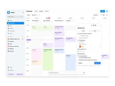 Calendar + AI app branding copywriting design dribbble figma graphic design landingpage meyalab minimalist nazmi javier product shot ui uiux ux uxdesign uxui webdesign website