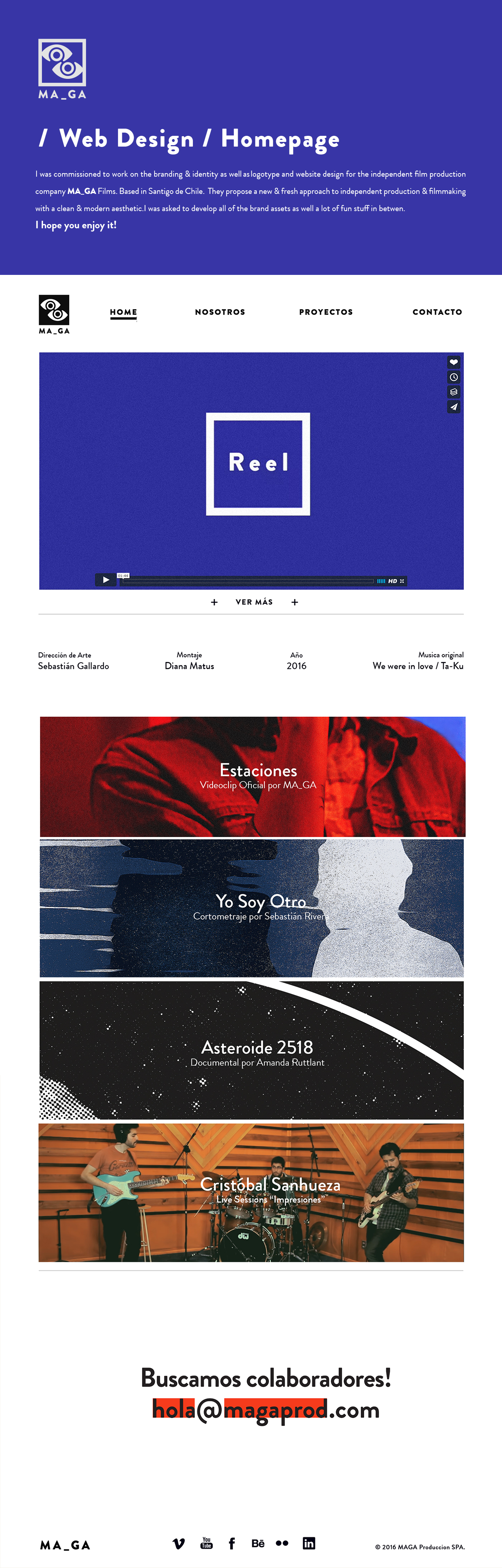 MA_GA Films Web Design 2d branding chile graphic design logo logotype typography visual identity visual system web design