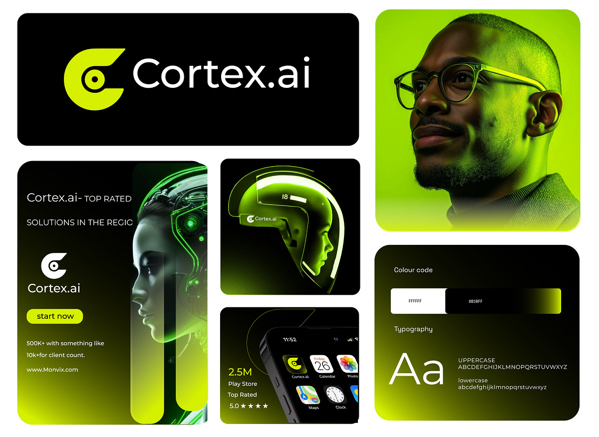 Cortex.ai – Futuristic AI Brand Identity design app branding design graphic design illustration logo typography ui vector