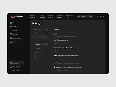 Dark Mode Wallet Configuration branding cryptoapp design graphic design interface logo ui ux