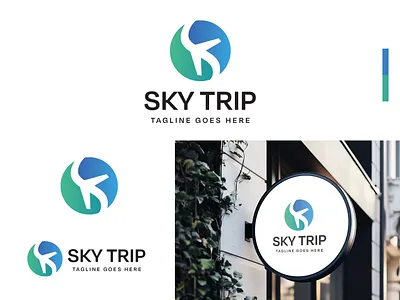 Sky Trip Logo Design airplane aviation logo branding design flight logo graphic design illustration logo logo template logo type modern logo sky logo tourism logo transport logo trip logo vector