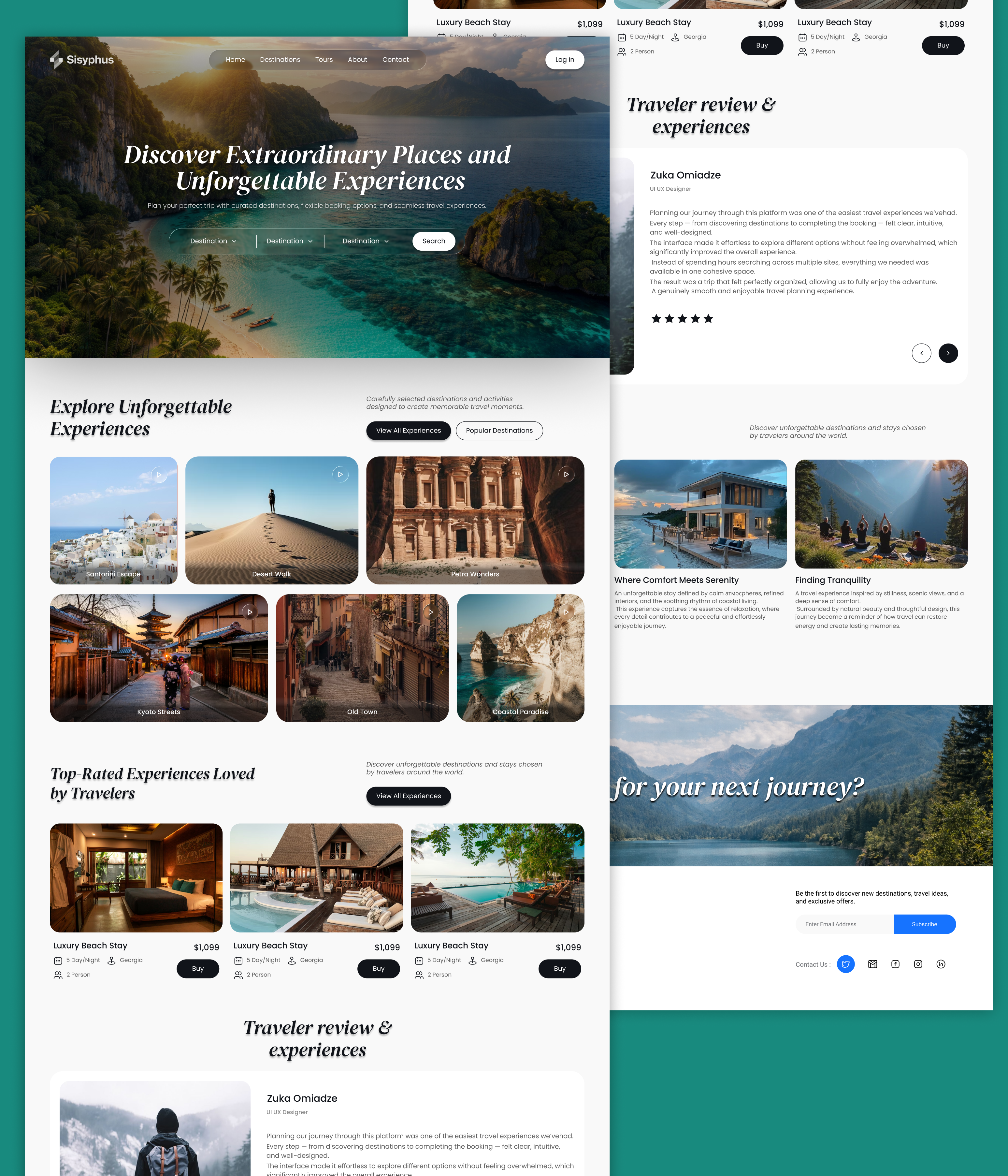 Landing Page - Travel Website landing productdesign travel ui ux uxstrategy website