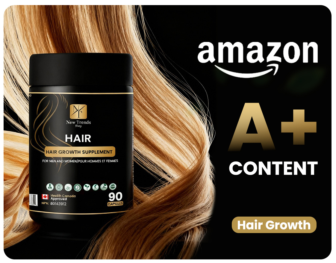 Hair Growth Amazon A+ Content Deisgn a content health product acontent amazon amazon a content design amazon brand content supplement amazon premium a layout graphic design growth hair hair supplement a content images listings