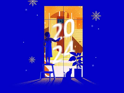 EU new year 2024 wishes card graphic design print
