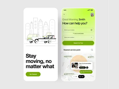 Roadside Assistance - Mobile App Design app design interface product service startup ui ux web