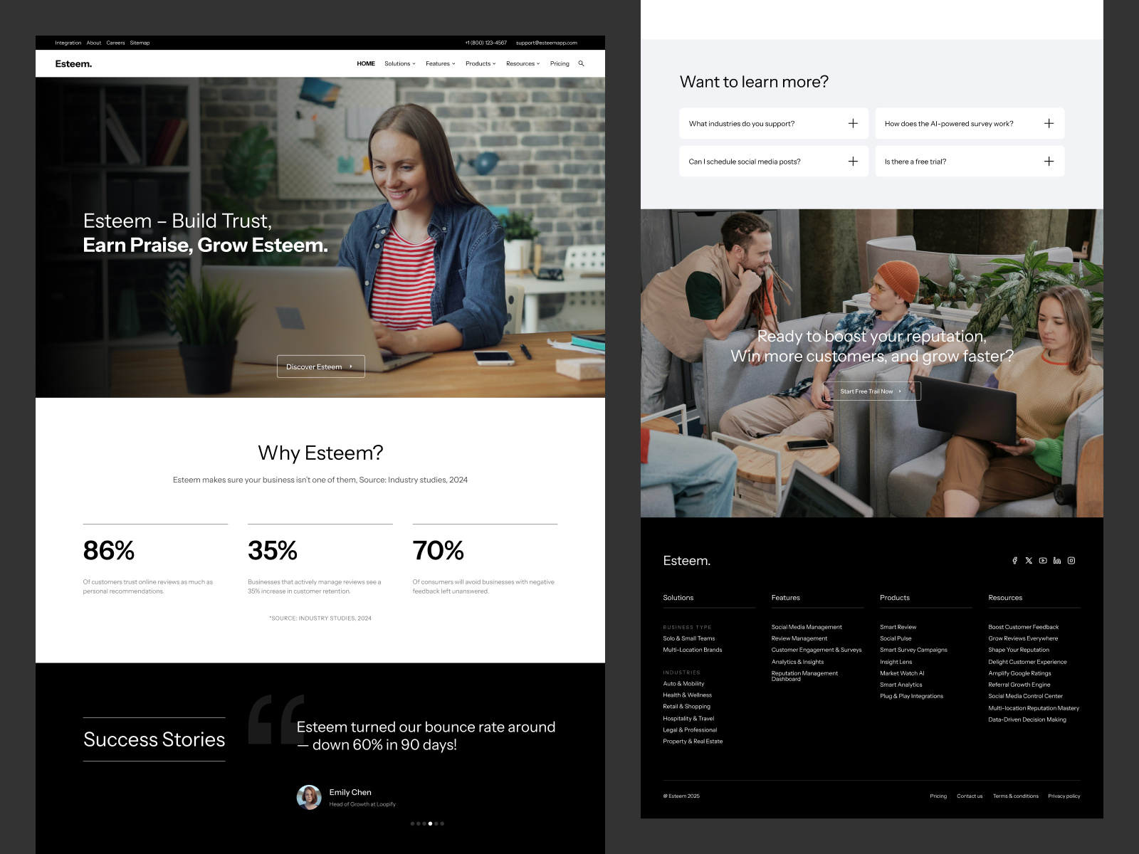 Esteem - Website UX/UI Design adobe agency animation branding creative studio creative webiste design design agency figma design figma make graphic design illustration imzul design agency minimal motion graphics responsive design ui ui ux design ui design ux web design
