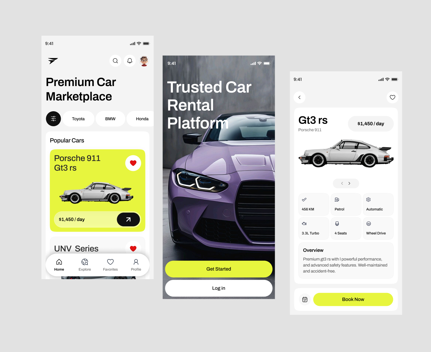 Example of Car Rental Mobile App UI Design