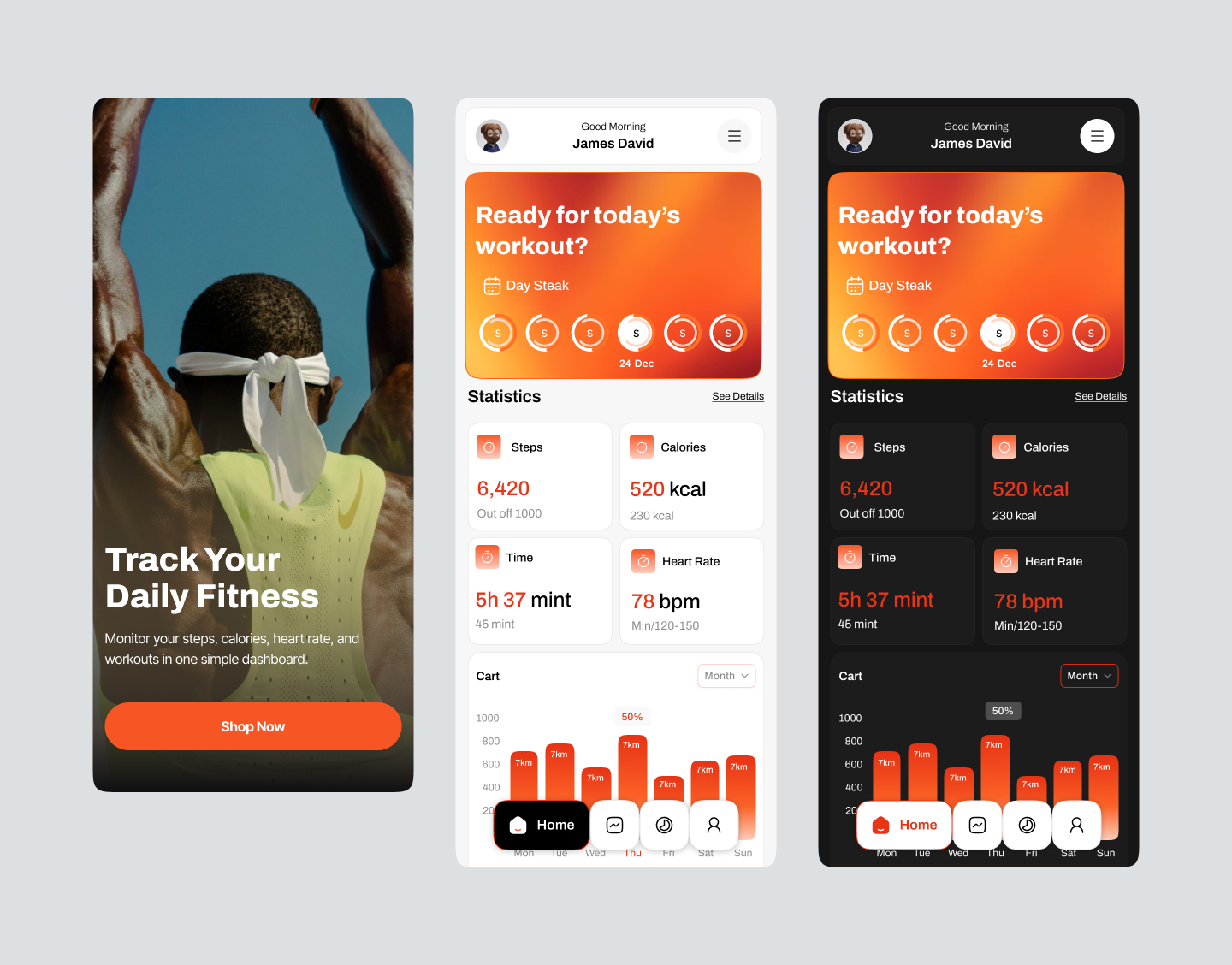 Example of Fitness Mobile APP UI Design