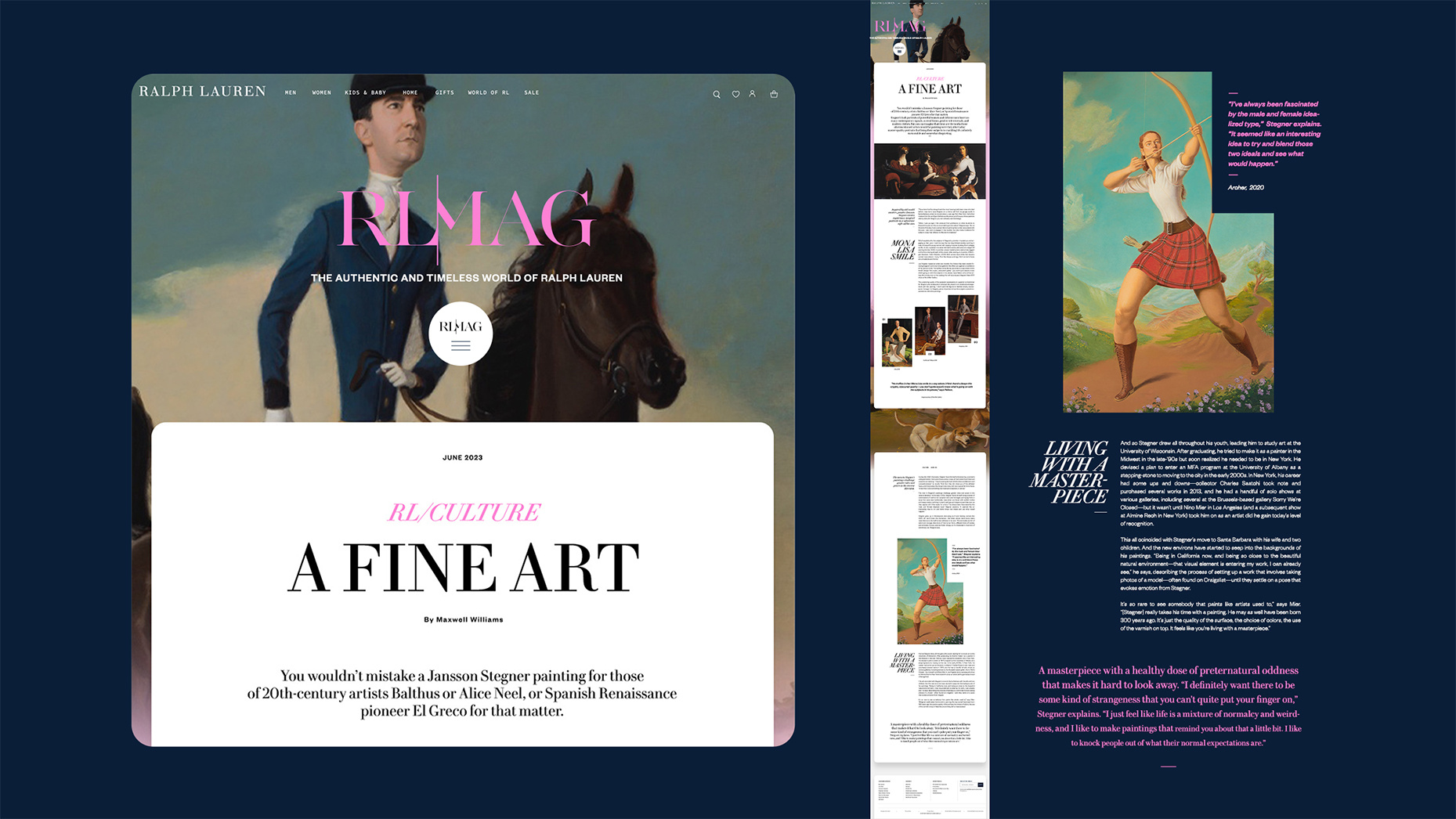 Editorial Layout: RL Mag branding design editorial editorial layout graphic design grid layout luxury responsive typography ui