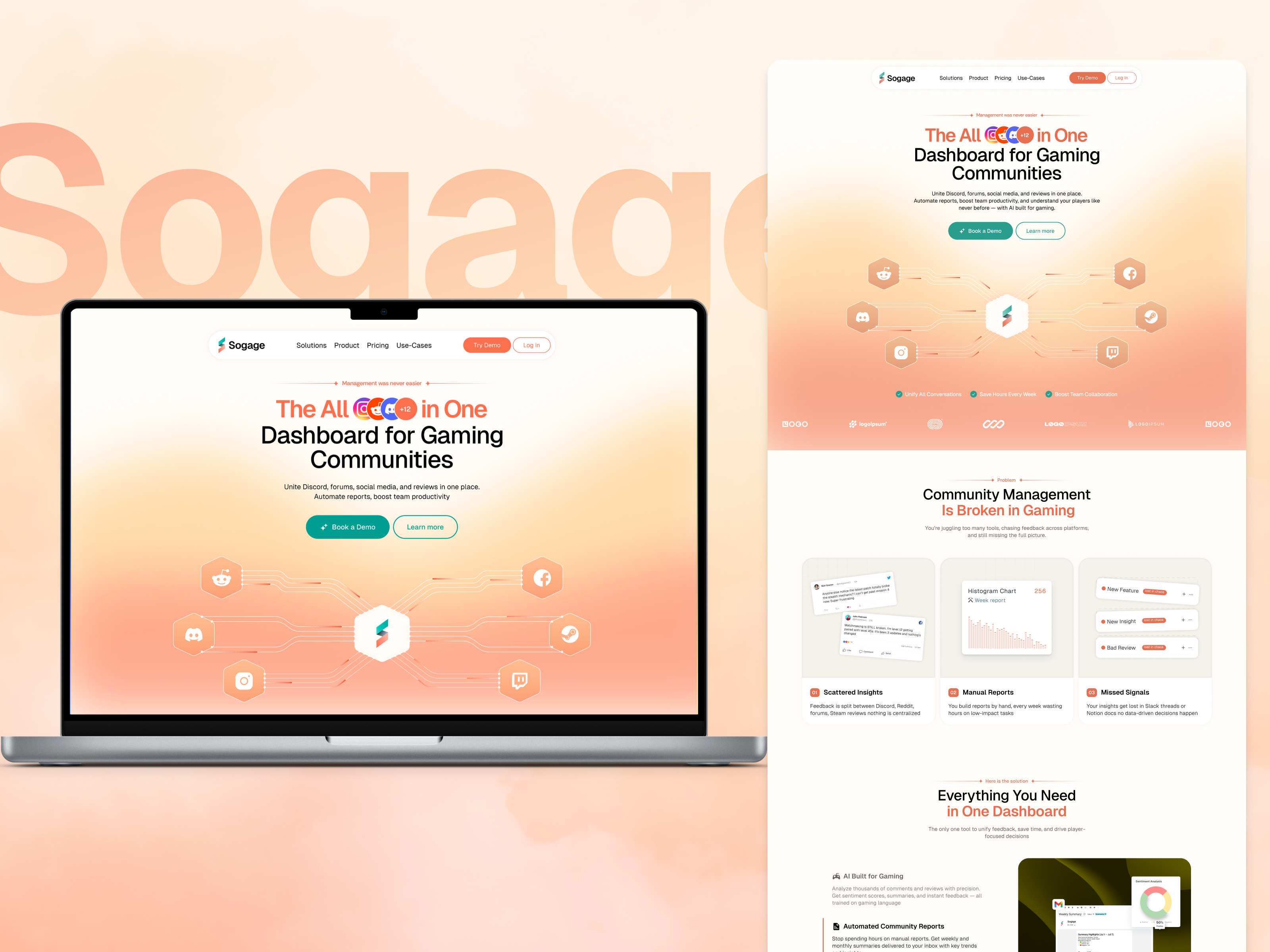 Sogage | Community Dashboard SaaS ai b2b figma framer landing page redesign responsive design saas startup ui ux webdesign webflow website website design wordpress