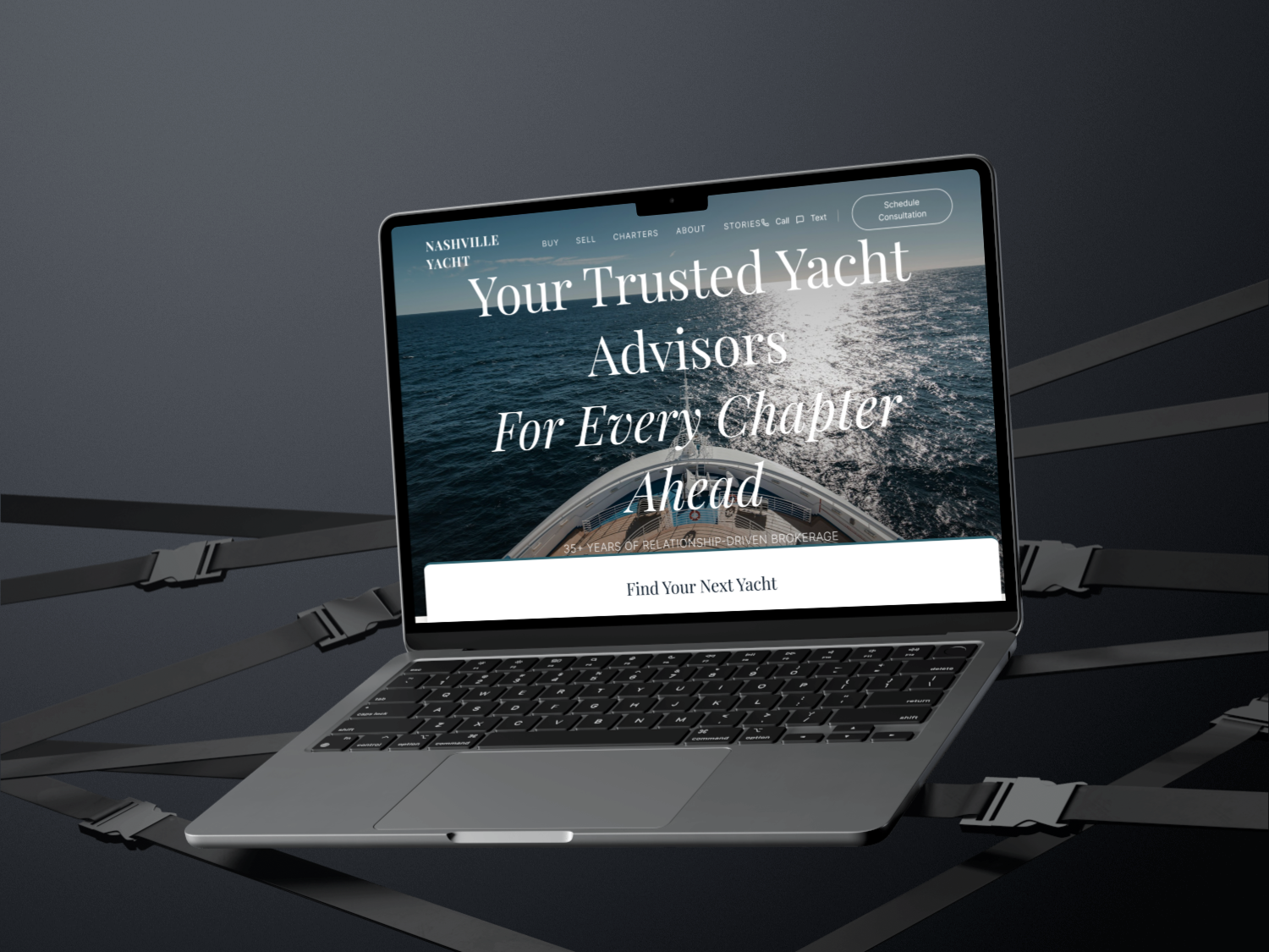 Luxury Yacht Brokerage Website editorial design figma high end design landing page luxury branding luxury website real estate website ui design web design yacht website