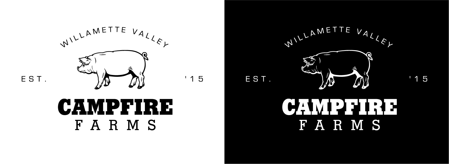 Campfire Farms logo agriculture brand identity branding campfire farm logo logo logo design oregon pig vector