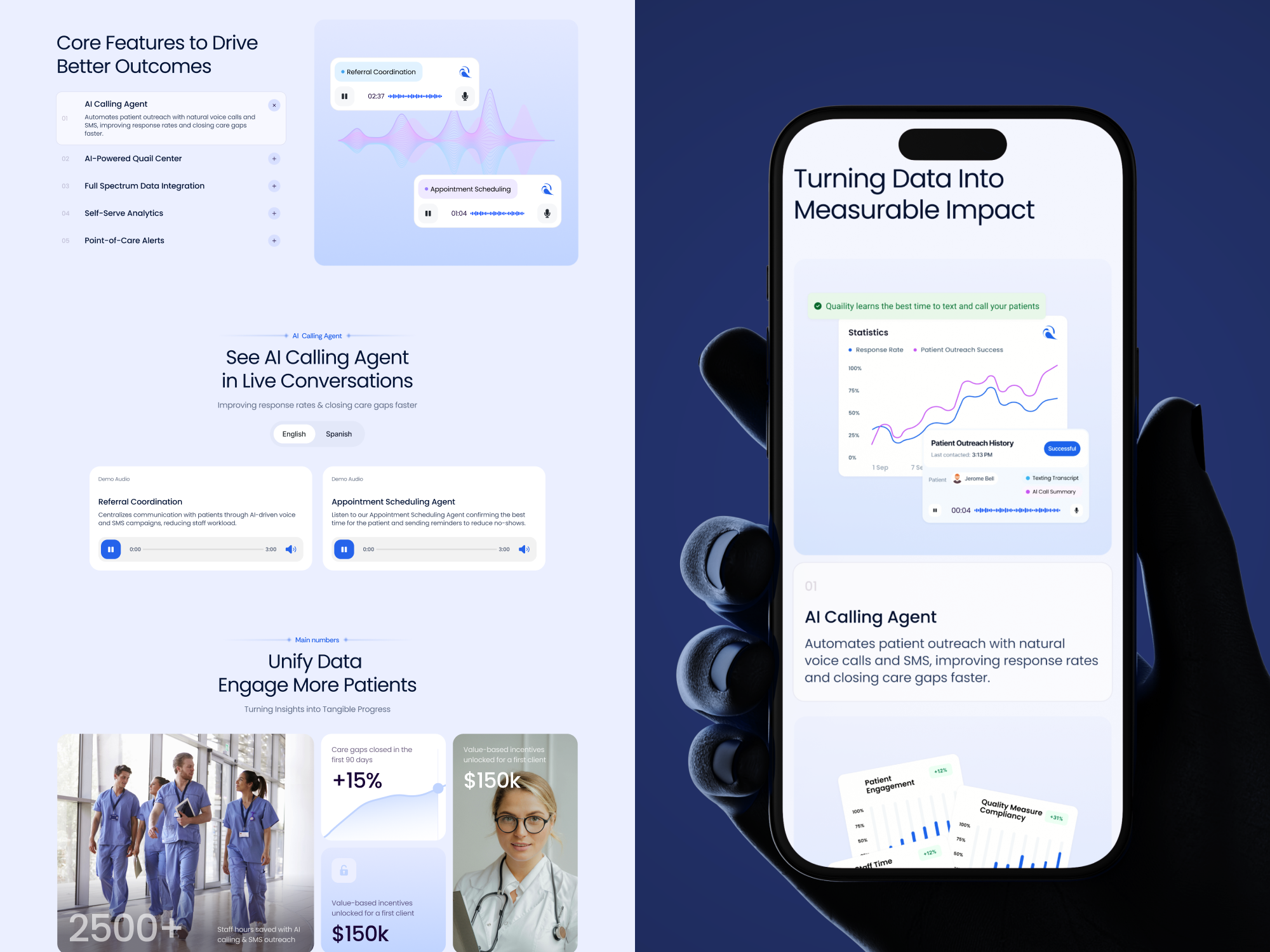 Quaility | Health Management Platform Website ai b2b figma framer landing page redesign responsive design saas startup ui ux webdesign webflow website website design wordpress