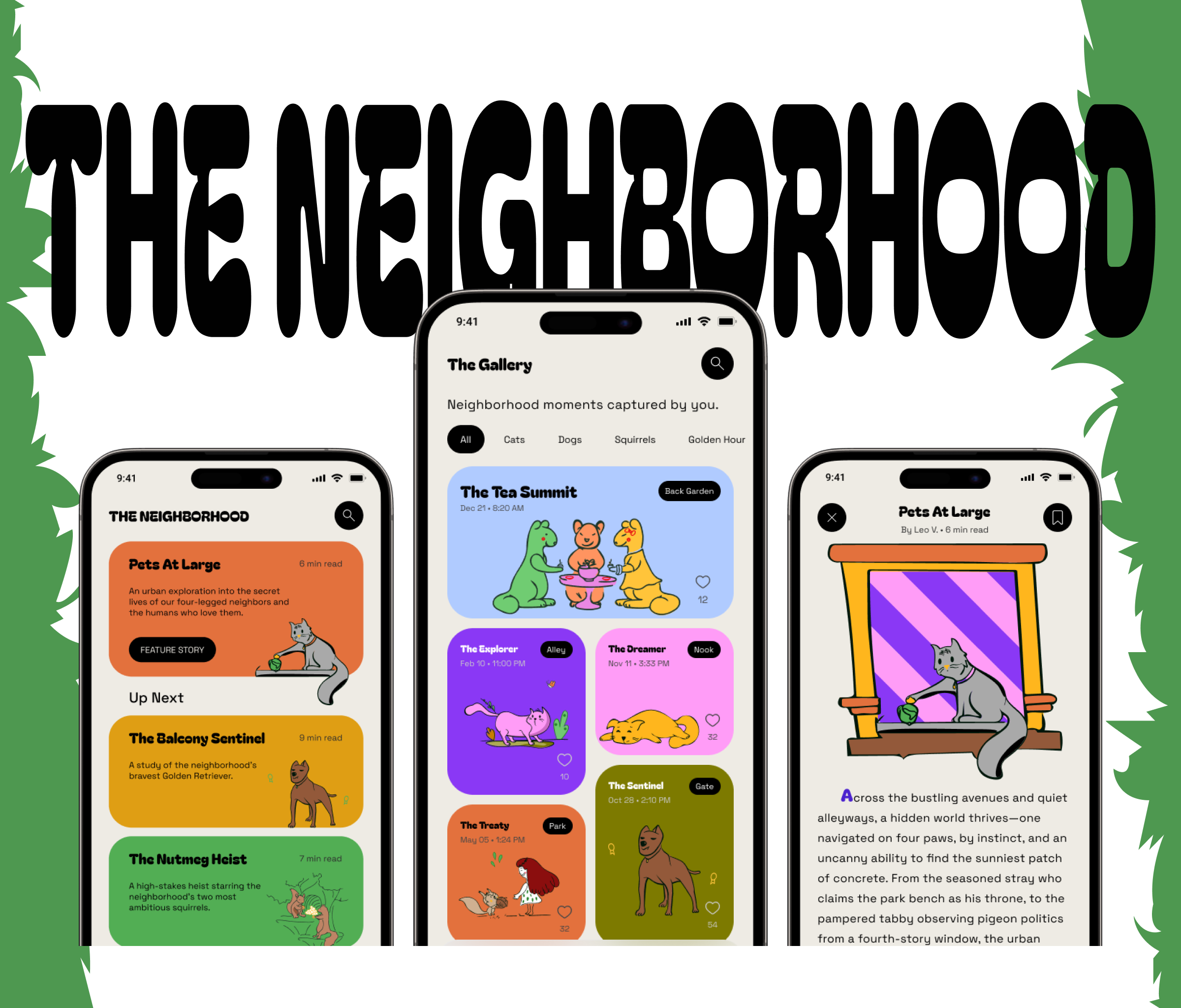 The Neighborhood: A Community Tale Concept bagel fat one editorial design illustrations magazine layout mobile application typography ui uiux design web design