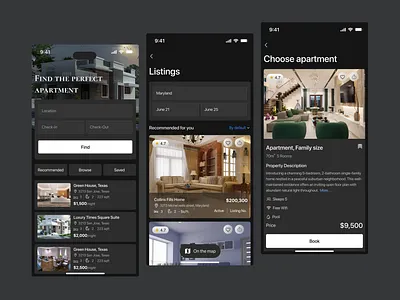 Real Estate App accommodation app app design booking flow design destination search hotel app hotel booking app hotel search mobile app mobileapp product design real estate tourism app travel app ui ui design uiux ux