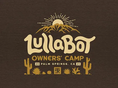 Lullabot Team Retreat 2025 T-shirt apparel design branding cactus desert distressed festival graphic design illustration lettering logo lullabot mountains palm springs print design retro smoke tree ranch t shirt design team retreat vintage western