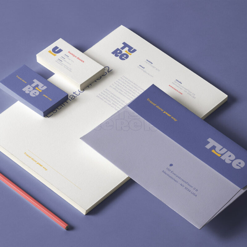 Ture branding business cards graphic design lettering stationary tourism