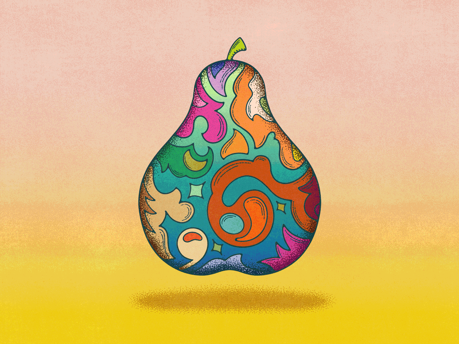 Animated Pear of Patterns 70s animated gif colorful design folklore food illo illustration lively scout orchardmagic patterns pear playful illustration procreate psychedelic retro vintage illustration