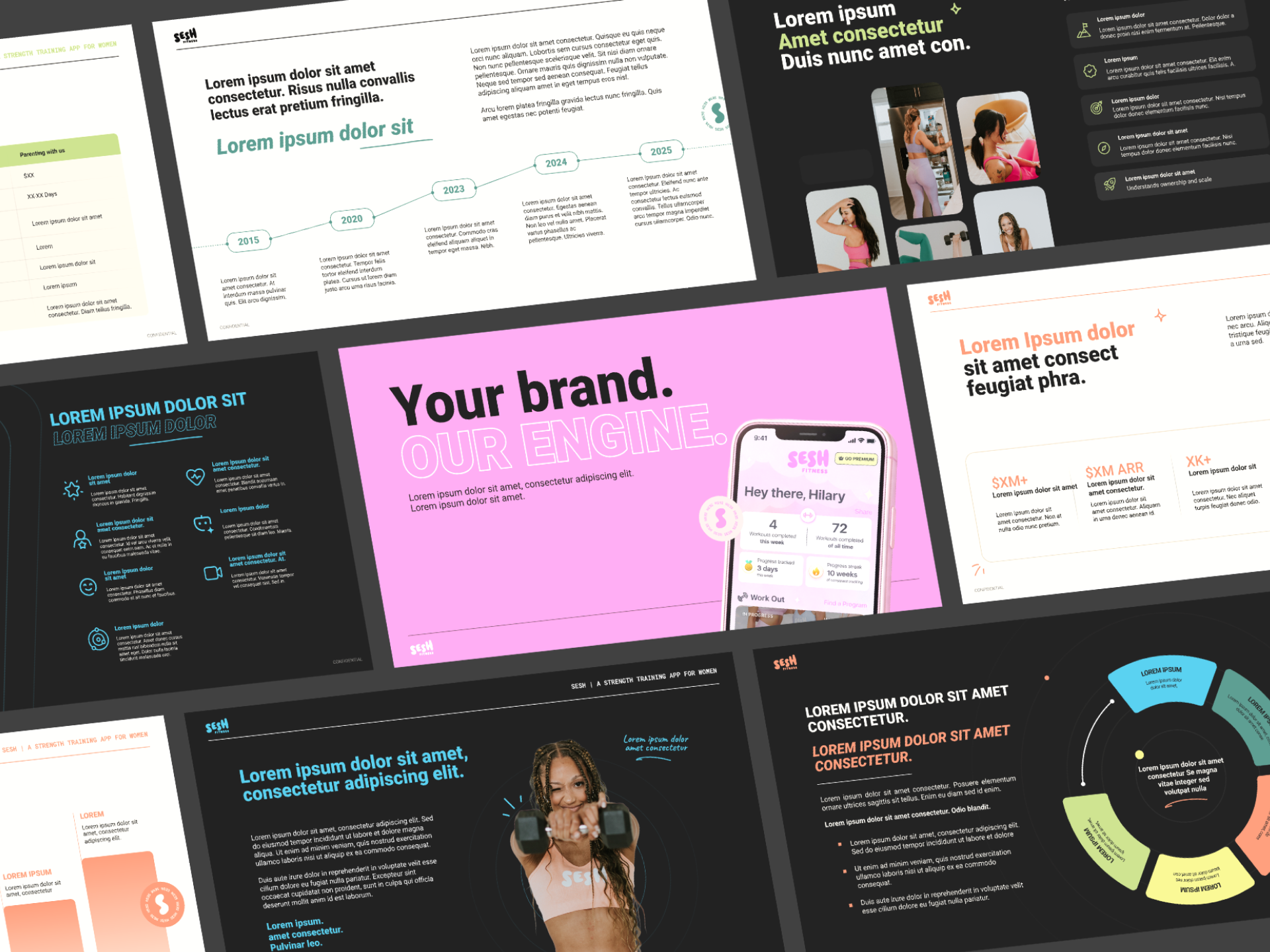 Pitch Deck Design for Sesh Fitness App business presentations company profile corporate presentation google slides graphic design investor deck keynote pitch pitch deck pitch decks powerpoint ppt presentation presentation design presentation designer sales deck slide design