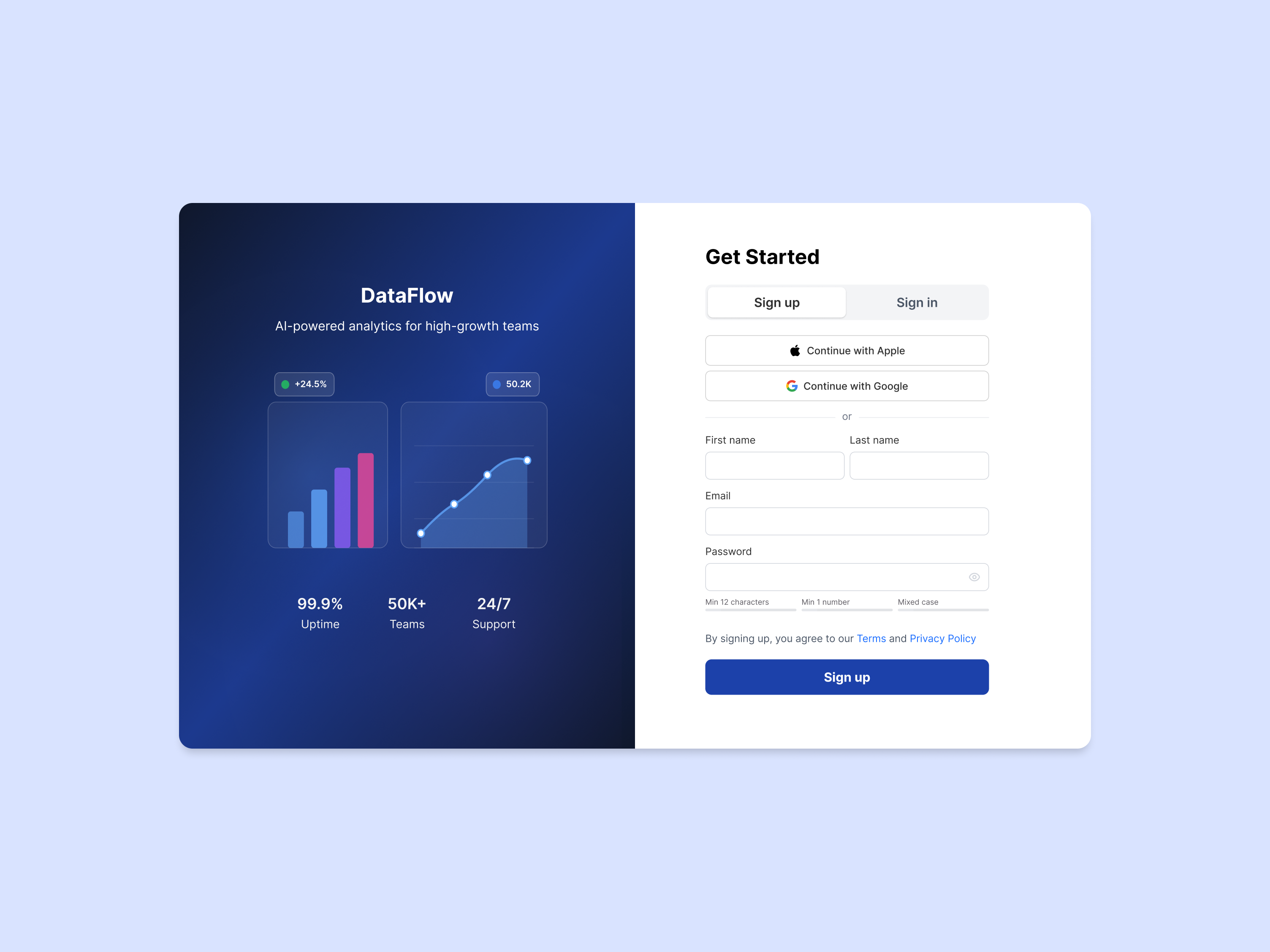 SaaS Sign Up / Login Page UI dailyui get started page onboarding sign in sign up uidesign uiux website