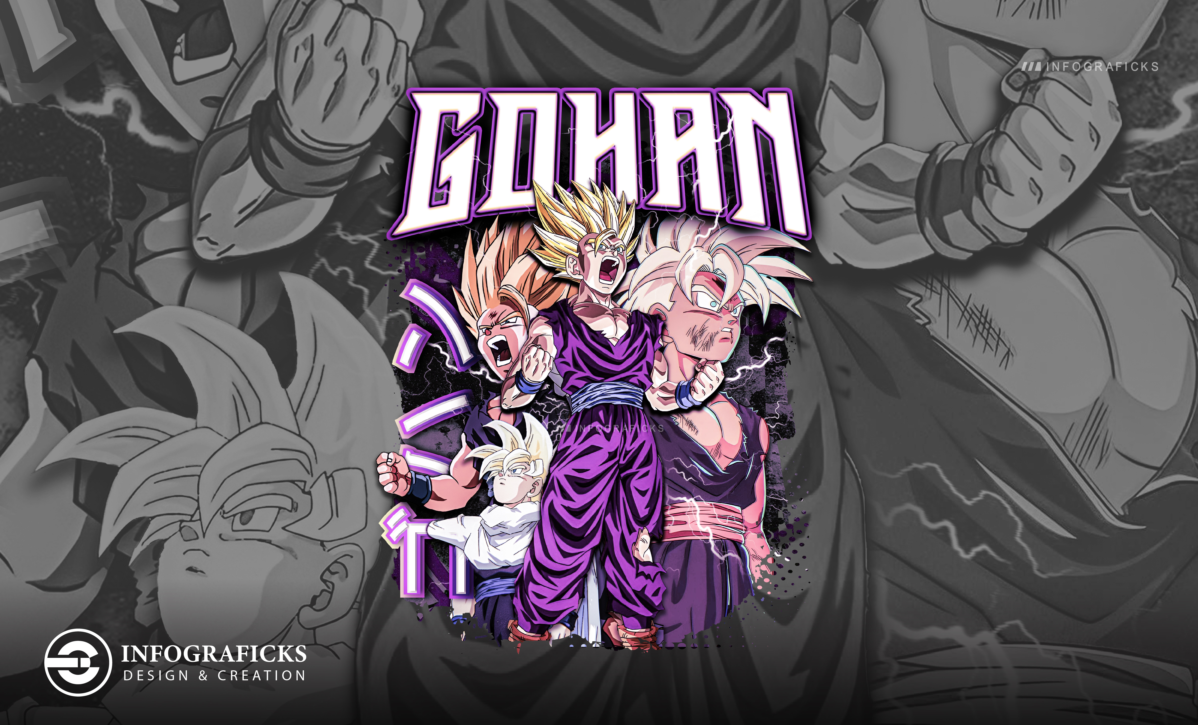 Dragon Ball inspired "Gohan" Bootleg T-shirt Design bootleg design digitial art graphic design march design photoshop print design tshirt
