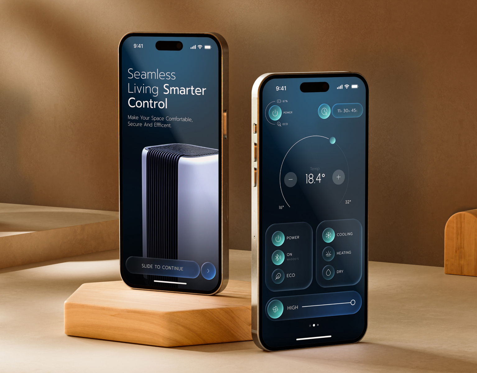 Intelligent Climate System | Mobile UX Concept 3 to 5 Screen air intelligence app design climate control climate controller dashboard design design figma glassmorphism graphic design hvac interaction design lot mobile app product design uiux