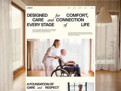 Luminary - Senior Living Website Design 10am space assisted living clean design editorial style elderly care healthcare landing page medical website minimal modern layout senior living typography ui design ux design web exploration web ui website design wellness