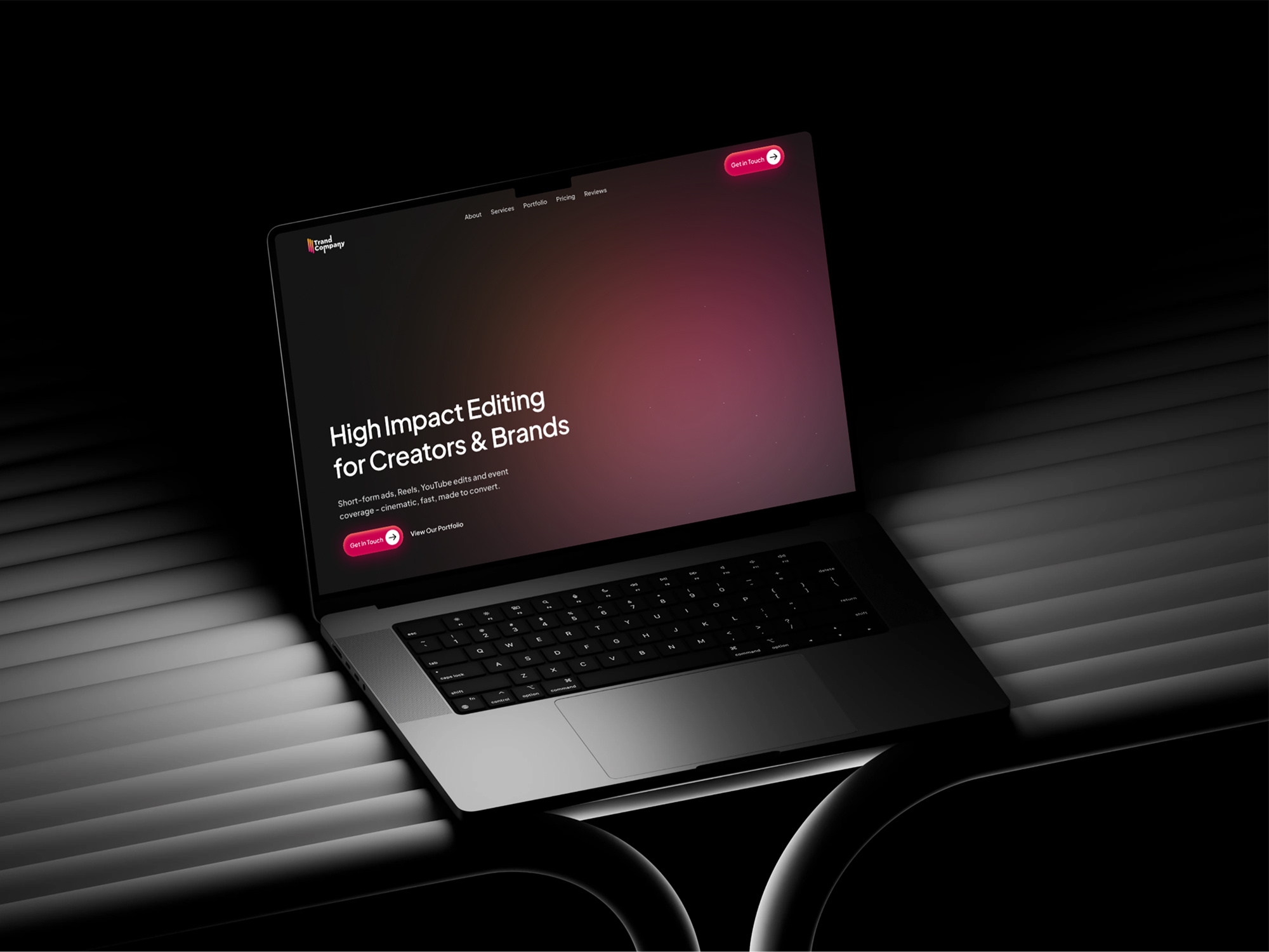 Website Design for Video Editing Agency | Trand Company agency website animation website dark website figma design framer framer design minimal website studio agency website studio website web design website design