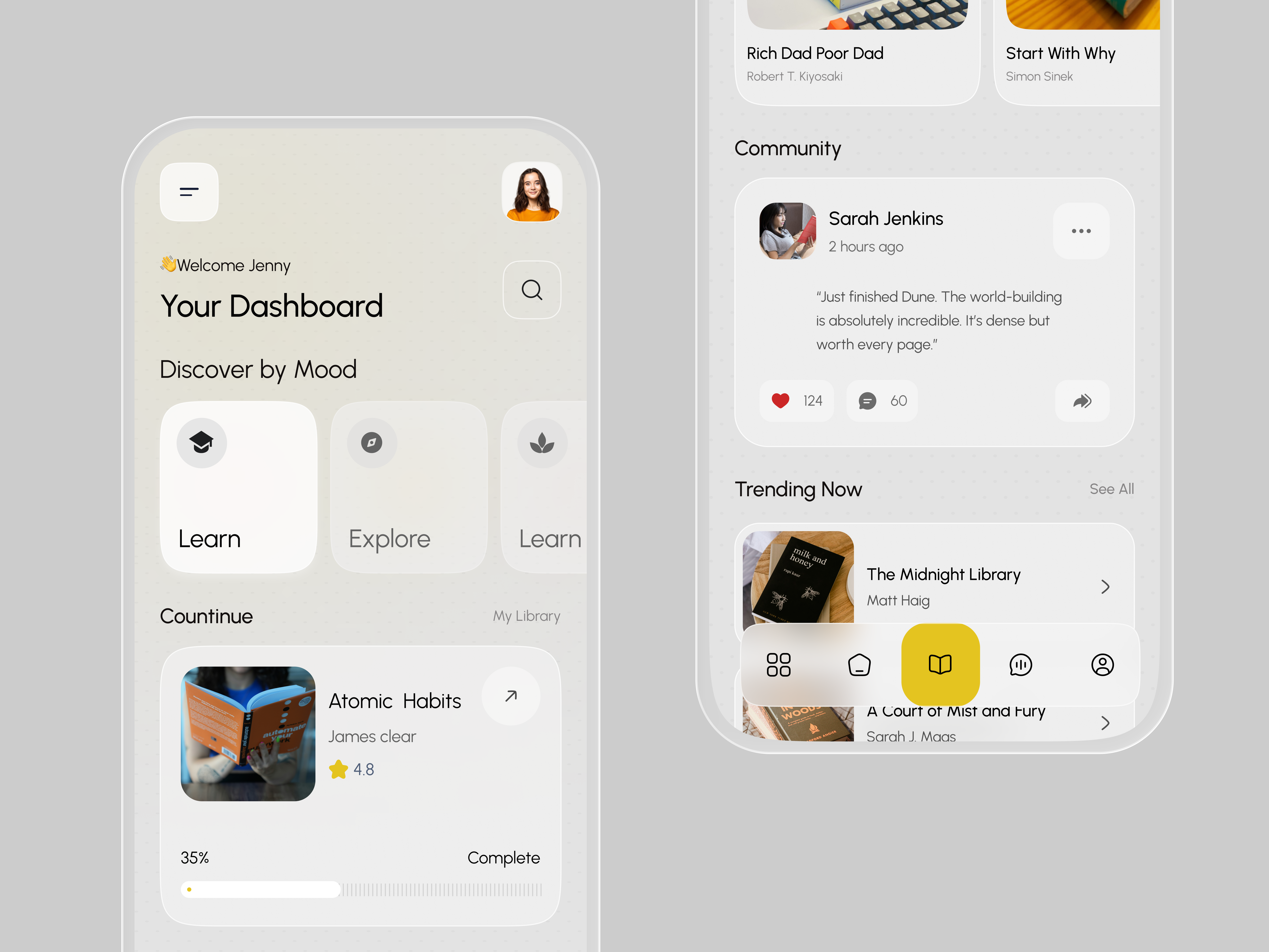 Modern E-Learning Mobile App UI app design book app course design digital education e learning edtech education app educational elearning ios learning learning dashboard learning platform library mobile app online learning student app study app tutor app