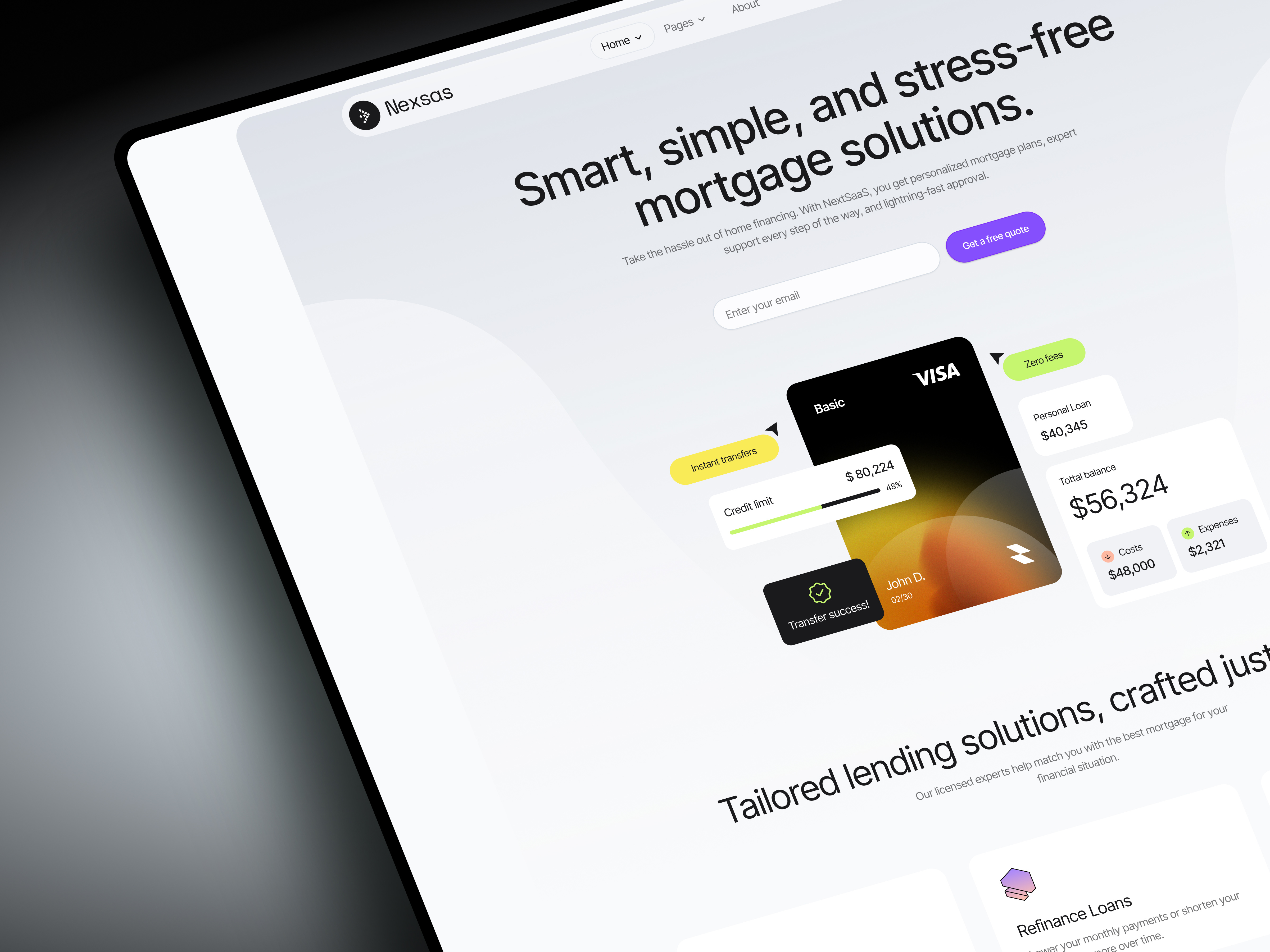 Example of Mortgage and Fintech SaaS platform