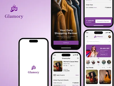 Glamory - Shopping App design figma minimal ui ui design uiux ux