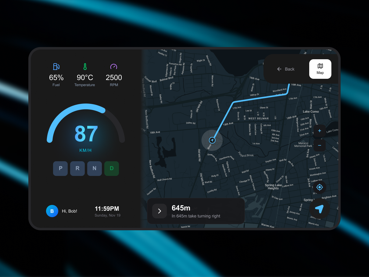 Car dashboard interface | UI Design car dashboard interface ui
