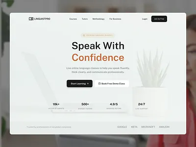 Online language learning - Web design course platform design education platform education website elearning website landing page language language learning learning platform modern ui online academy online course online education online learning ui design web web design web ui website website design