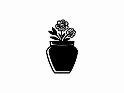 Floral Vase With Blooms Logo beauty bloom branding design florist flower icon illustration leaf logo mark nature plant pot vase vector