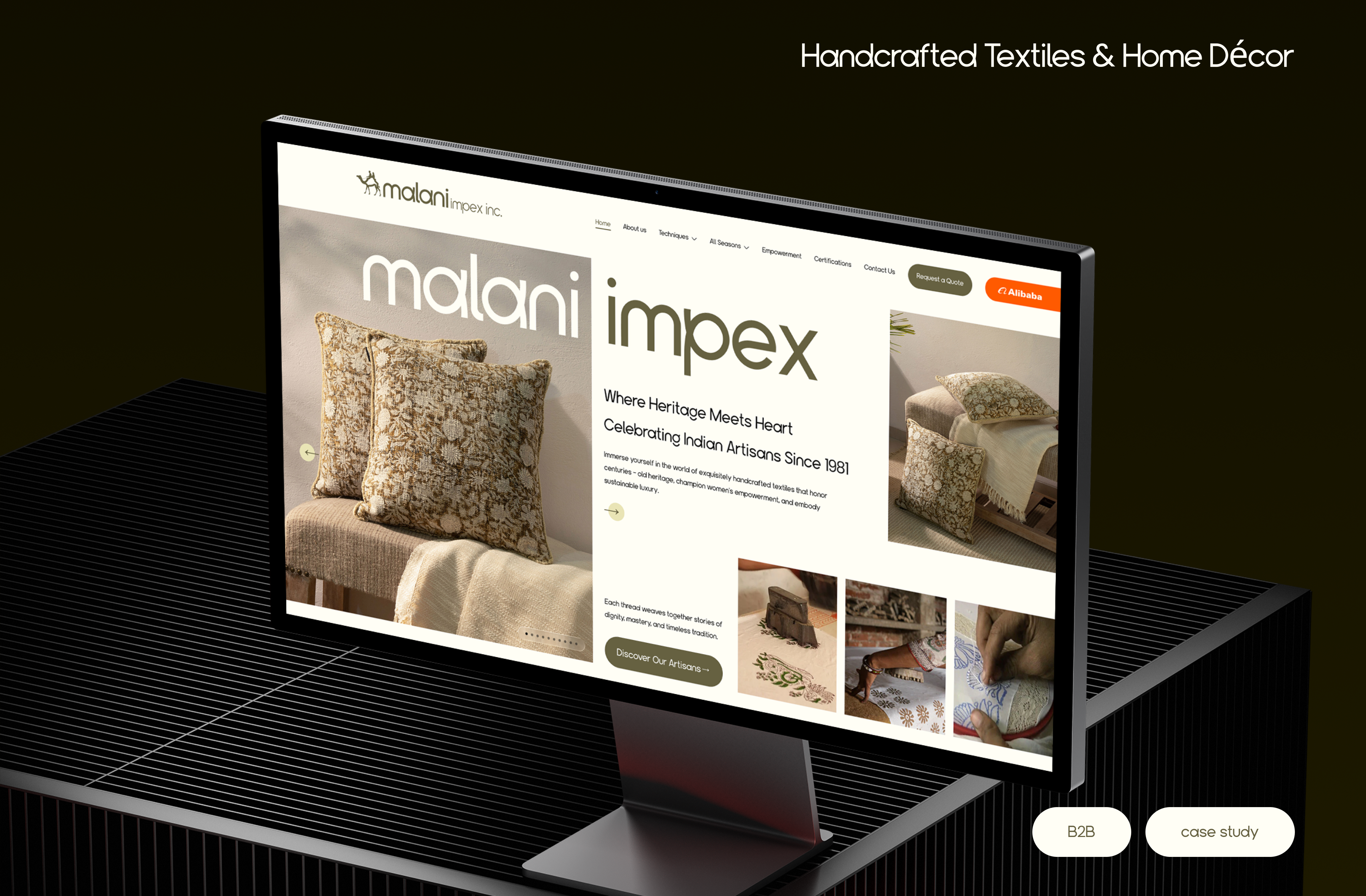 Malani Impex - Website Redesign alibaba block print dabu print ecom handcrafed home decore indra kumar jaipur print redesign sanganer print ui ux web website