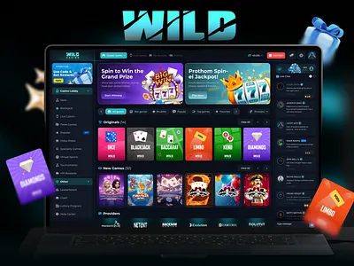 WILD - Online Casino UI casino casino app casino banner casino branding casino interface casino ui crypto casino crypto online casino free spins gambling platform gambling ui gaming dashboard gaming platform jackpot live casino online casino slot games spin win sports betting web online casino
