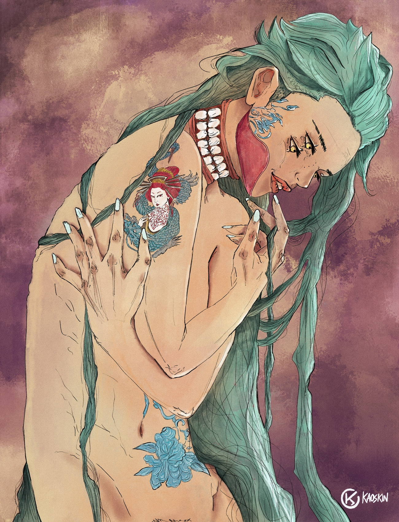 Inheritance anatomy character contemporaryart digitalart figurative illustration procreate texture