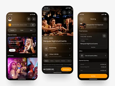 Night club Event Booking App book events booking app event app event booking app event management app event planner app event reservation app mobile mobile app night club night club apps night club event ticket booking app ui ux vent schedule app