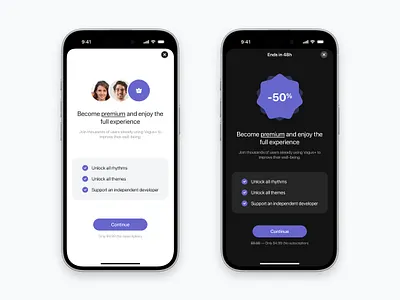Paywall Screens animation app blur design discount features ios iphone mobile motion paywall premium product design purchase screen settings shadow simple users