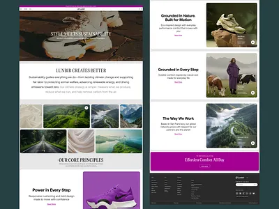 Lunbir — Ecommerce Website Sustainability Page e commerce eco friendly ecommerce environmental fashionwebsite landing landing page nature online store seative shoe shoestore sneaker sneakers website sustainability page sustainabledesign ui uxdesign web design website