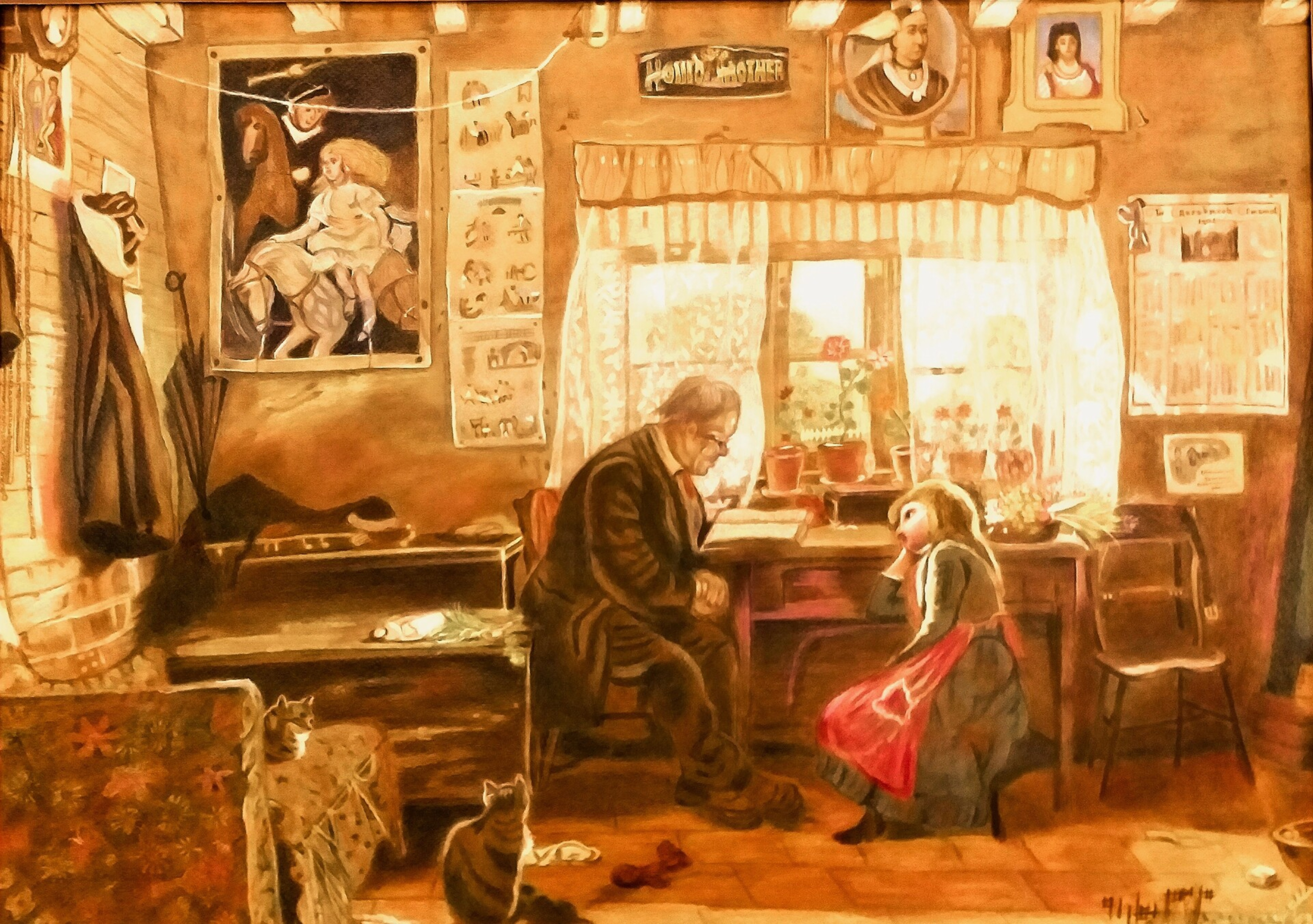 The Echo of 1000 Hours, Original Colored pencil by Mary G. art artist drawing fine art interior scene original painting painting traditional art