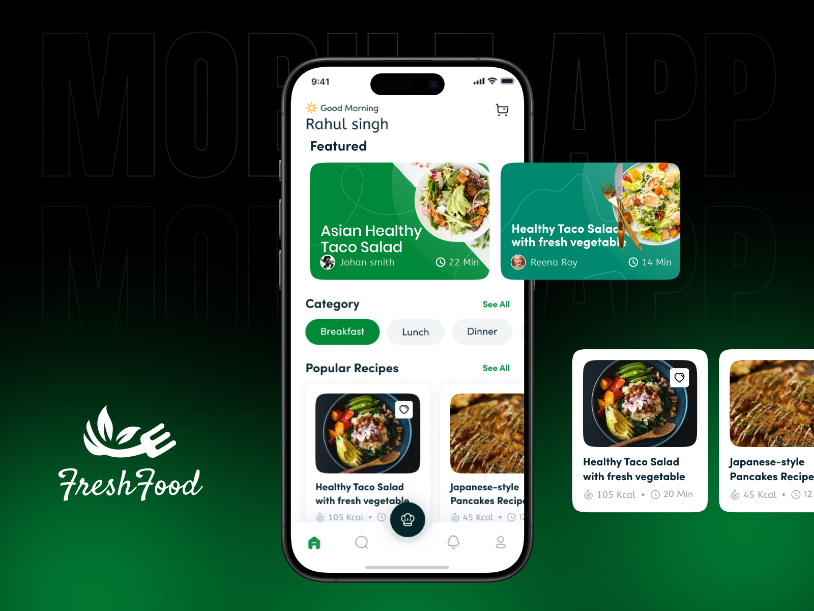 FreshFood – Smart & Seamless Food Delivery App UI | Apptechies android app ui app design concept food app design food delivery app ios app ui mobile app ui product design startup app design ui ux design user experience design