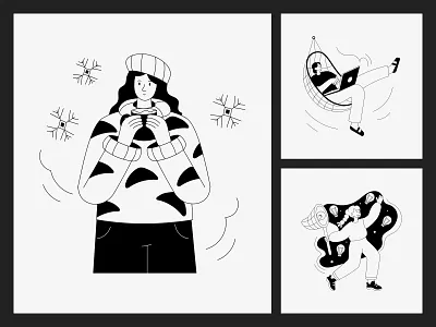 Monochrome Illustration Set abstract activities adventure art artwork character corporate design drawing glyph hobbies illustration lifestyle monochrome office people professional travel vector wellness