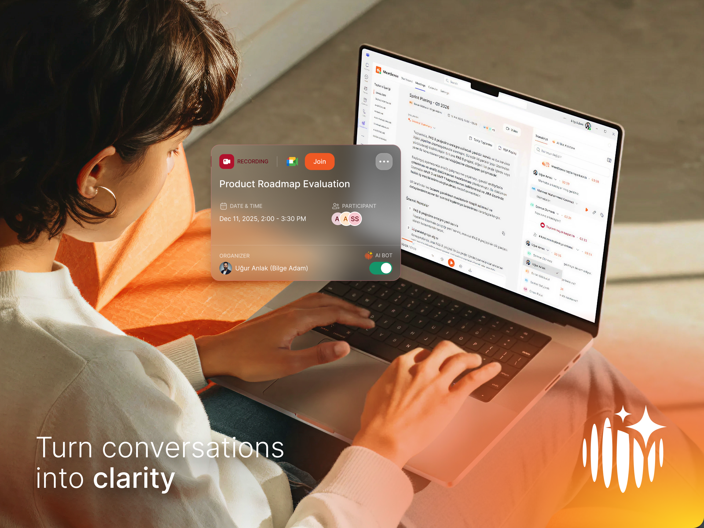 MeetSense AI - Turn conversations into clarity ai assistant meeting recording